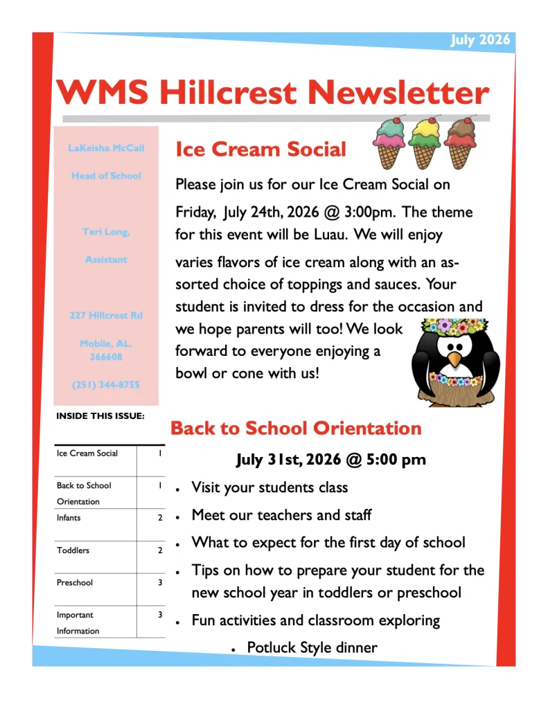 hillcrest july newsletter