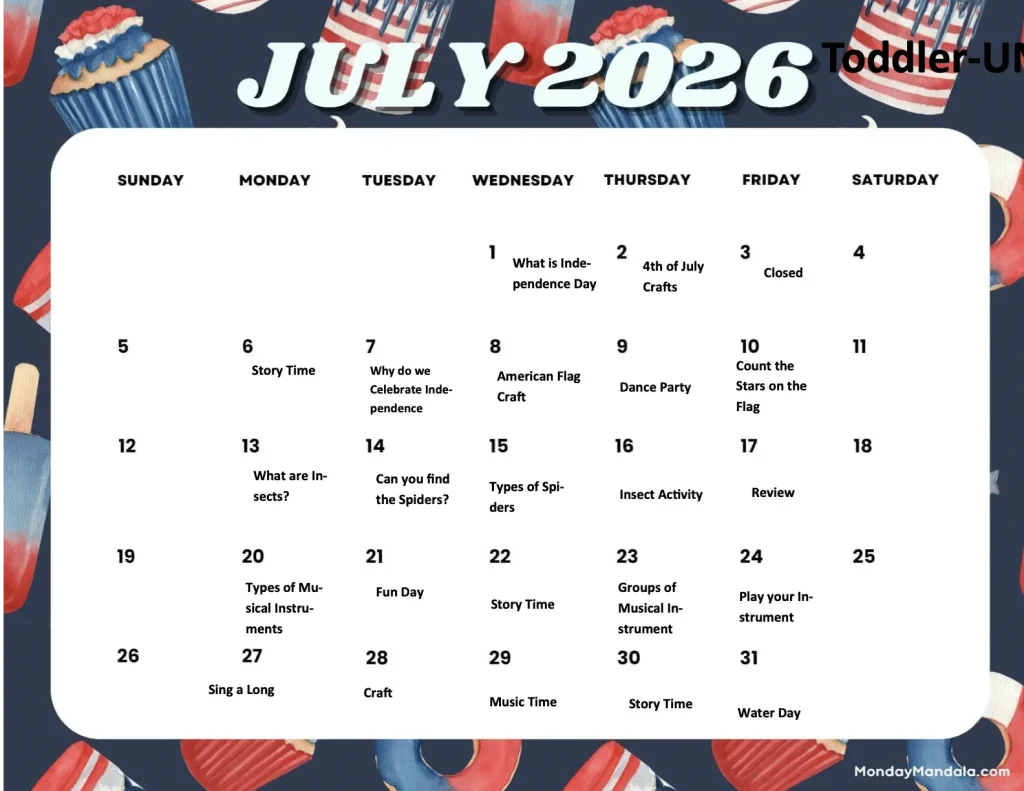 university july calendar